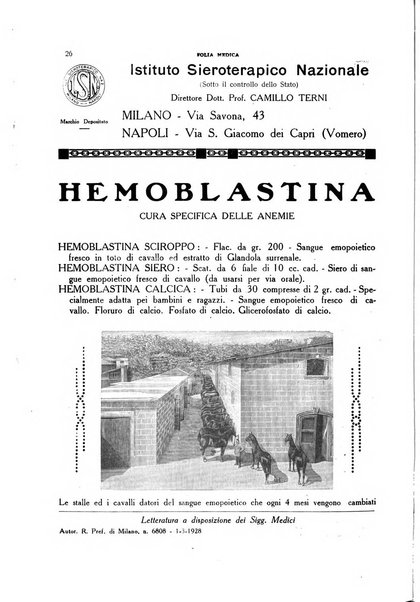 Folia medica periodico trimensile di patologia e clinica medica