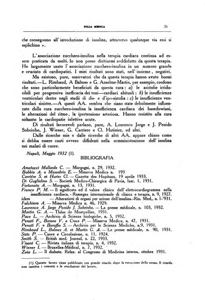 Folia medica periodico trimensile di patologia e clinica medica