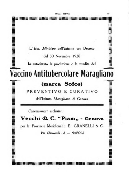 Folia medica periodico trimensile di patologia e clinica medica