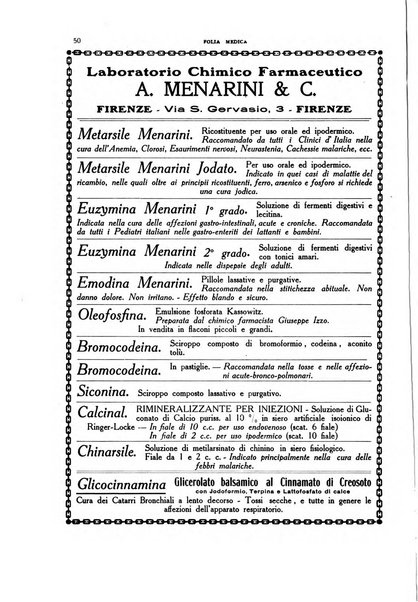 Folia medica periodico trimensile di patologia e clinica medica