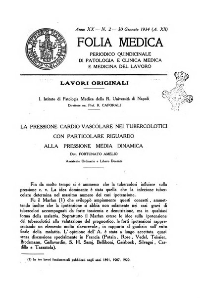 Folia medica periodico trimensile di patologia e clinica medica