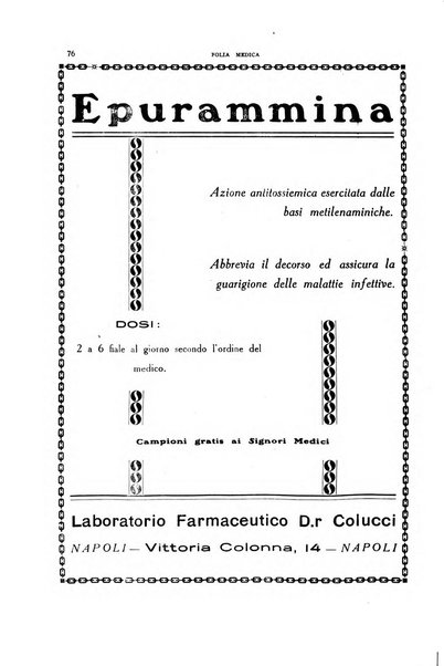 Folia medica periodico trimensile di patologia e clinica medica