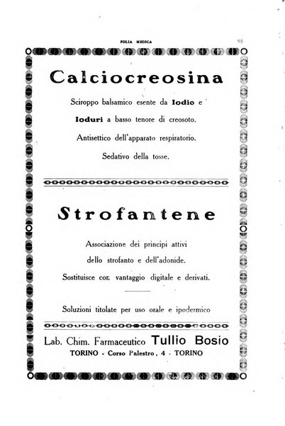 Folia medica periodico trimensile di patologia e clinica medica