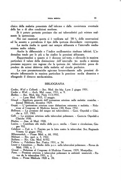 Folia medica periodico trimensile di patologia e clinica medica