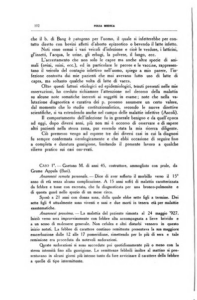 Folia medica periodico trimensile di patologia e clinica medica