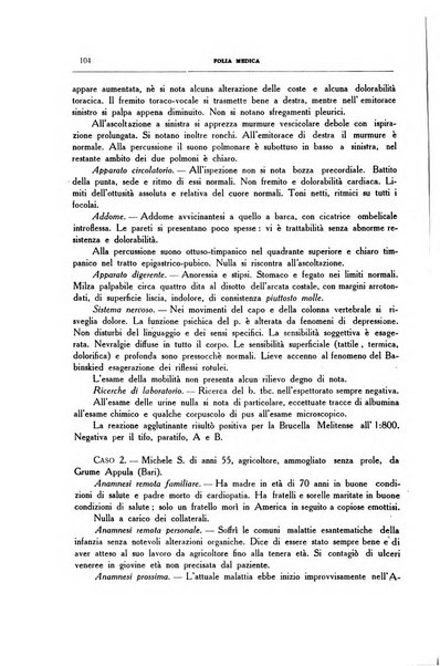 Folia medica periodico trimensile di patologia e clinica medica