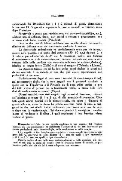 Folia medica periodico trimensile di patologia e clinica medica