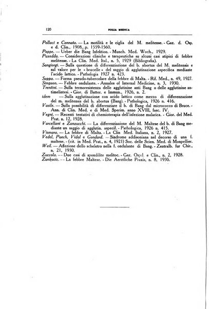 Folia medica periodico trimensile di patologia e clinica medica