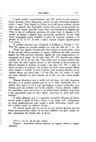 Folia medica periodico trimensile di patologia e clinica medica