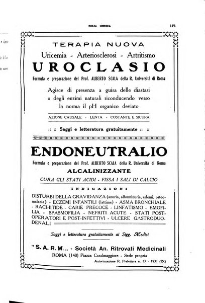 Folia medica periodico trimensile di patologia e clinica medica