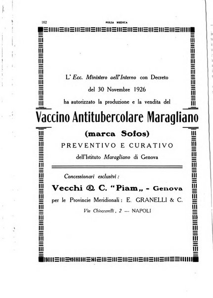 Folia medica periodico trimensile di patologia e clinica medica