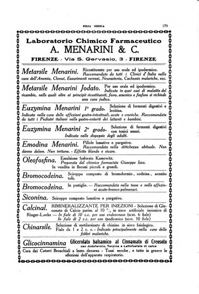 Folia medica periodico trimensile di patologia e clinica medica