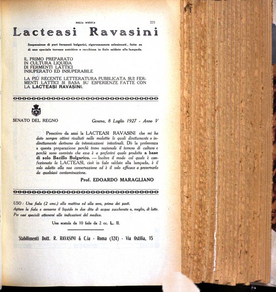 Folia medica periodico trimensile di patologia e clinica medica