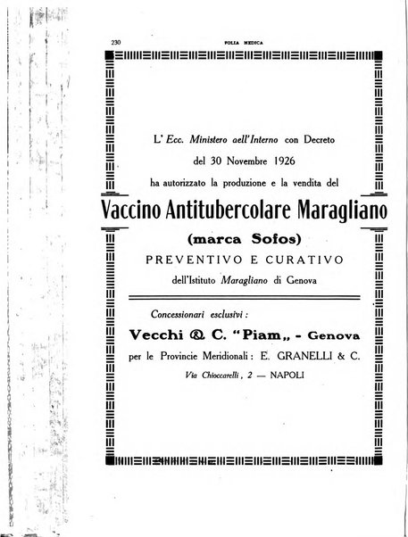 Folia medica periodico trimensile di patologia e clinica medica