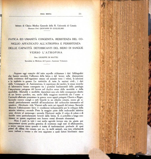 Folia medica periodico trimensile di patologia e clinica medica