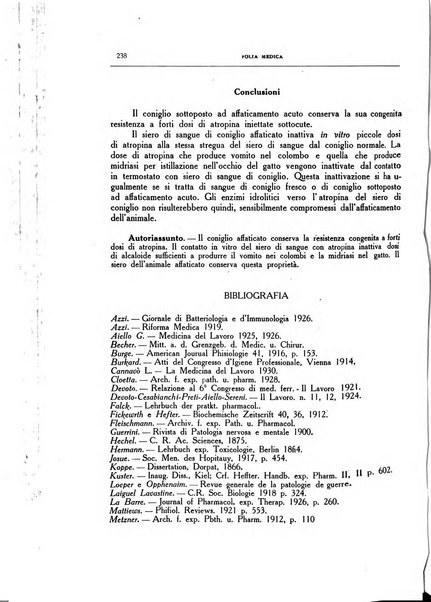 Folia medica periodico trimensile di patologia e clinica medica