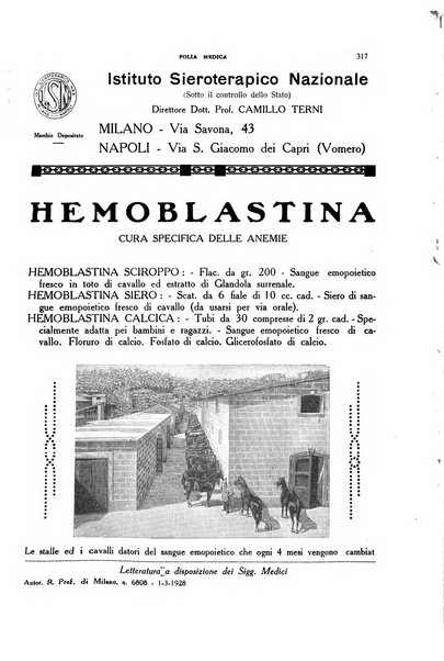 Folia medica periodico trimensile di patologia e clinica medica