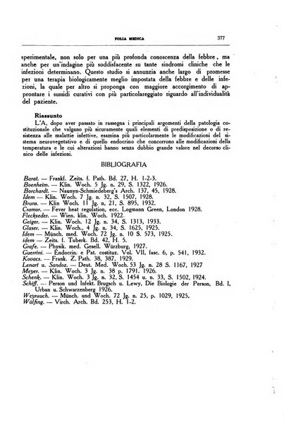 Folia medica periodico trimensile di patologia e clinica medica