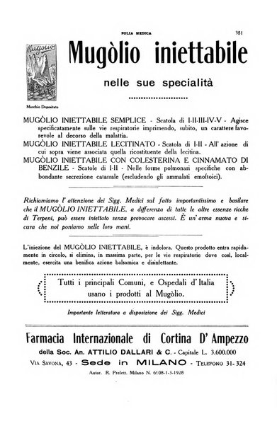 Folia medica periodico trimensile di patologia e clinica medica