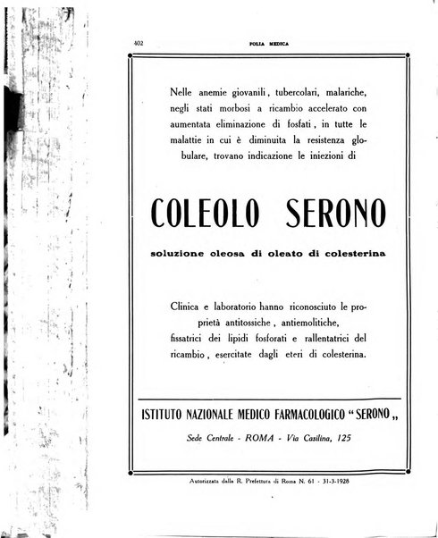 Folia medica periodico trimensile di patologia e clinica medica