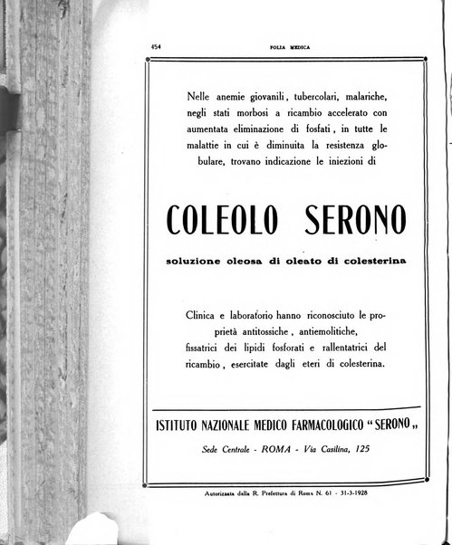 Folia medica periodico trimensile di patologia e clinica medica