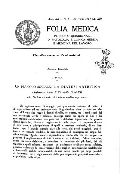 Folia medica periodico trimensile di patologia e clinica medica