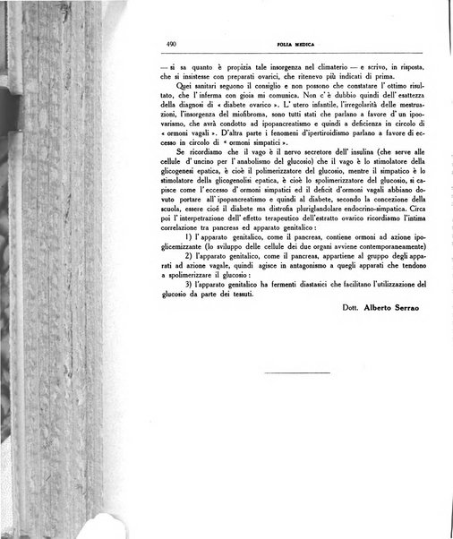 Folia medica periodico trimensile di patologia e clinica medica