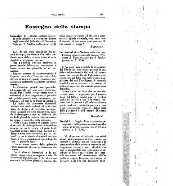 Folia medica periodico trimensile di patologia e clinica medica