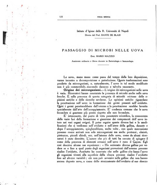 Folia medica periodico trimensile di patologia e clinica medica