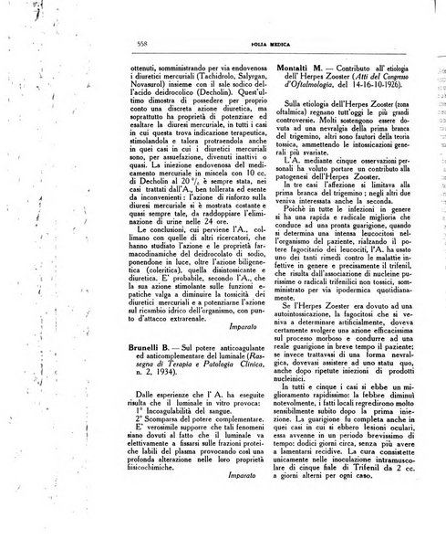 Folia medica periodico trimensile di patologia e clinica medica