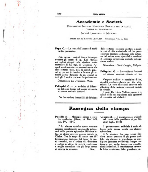 Folia medica periodico trimensile di patologia e clinica medica