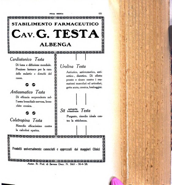 Folia medica periodico trimensile di patologia e clinica medica