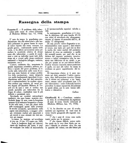 Folia medica periodico trimensile di patologia e clinica medica