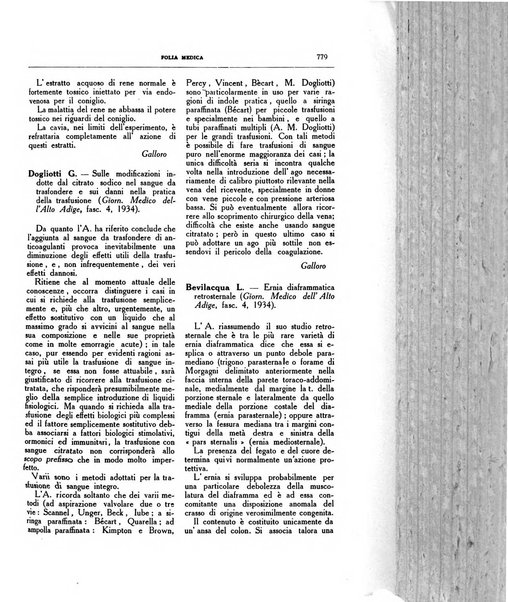 Folia medica periodico trimensile di patologia e clinica medica