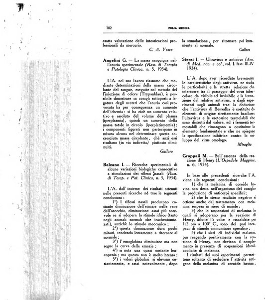 Folia medica periodico trimensile di patologia e clinica medica