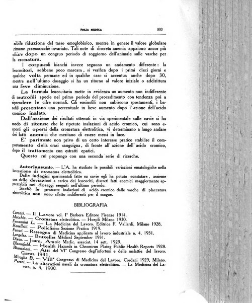 Folia medica periodico trimensile di patologia e clinica medica