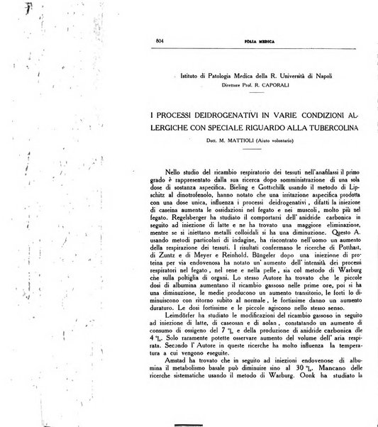 Folia medica periodico trimensile di patologia e clinica medica