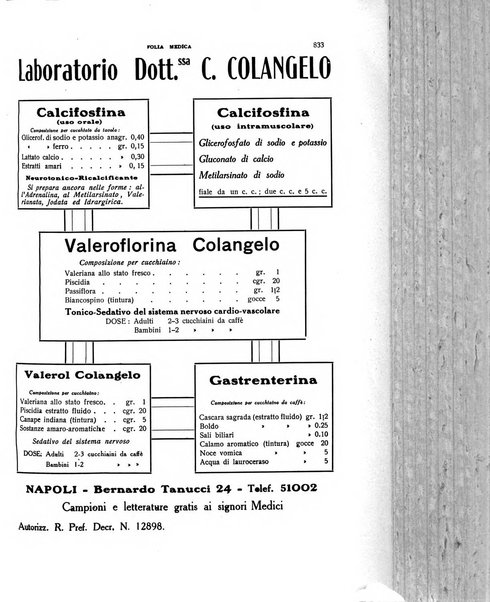 Folia medica periodico trimensile di patologia e clinica medica