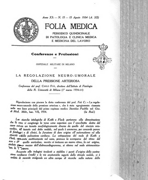 Folia medica periodico trimensile di patologia e clinica medica