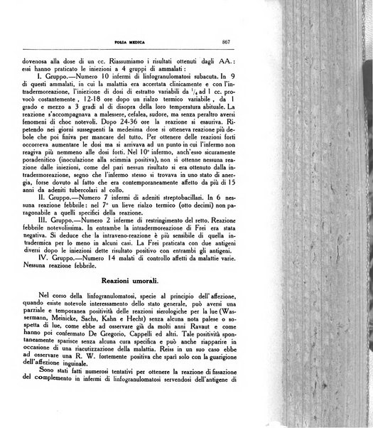 Folia medica periodico trimensile di patologia e clinica medica