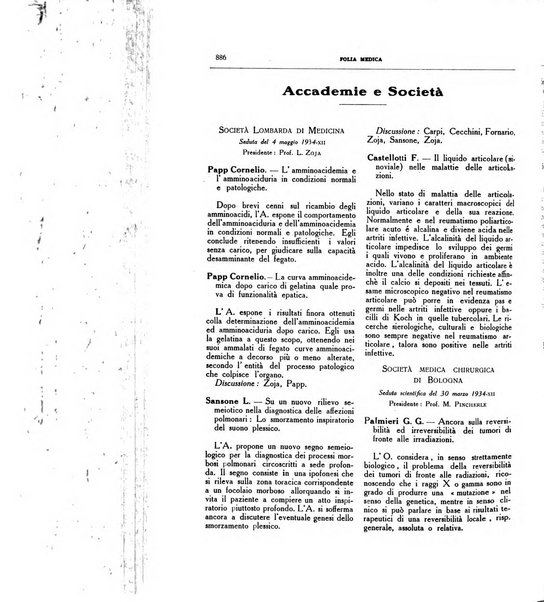 Folia medica periodico trimensile di patologia e clinica medica