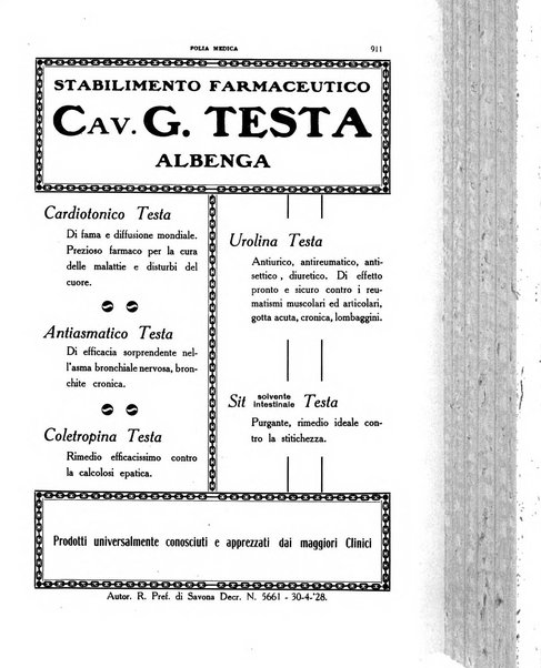 Folia medica periodico trimensile di patologia e clinica medica