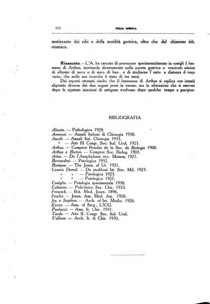 Folia medica periodico trimensile di patologia e clinica medica