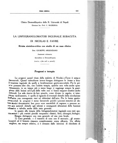 Folia medica periodico trimensile di patologia e clinica medica