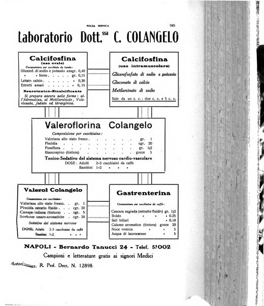 Folia medica periodico trimensile di patologia e clinica medica