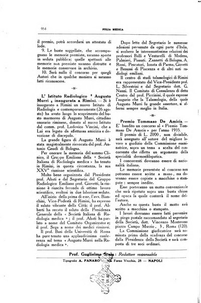 Folia medica periodico trimensile di patologia e clinica medica