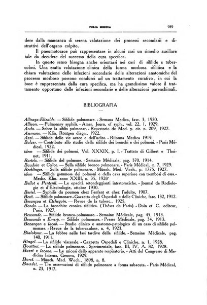 Folia medica periodico trimensile di patologia e clinica medica