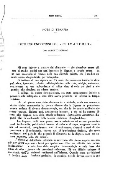 Folia medica periodico trimensile di patologia e clinica medica