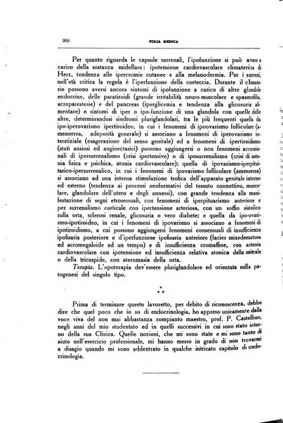 Folia medica periodico trimensile di patologia e clinica medica