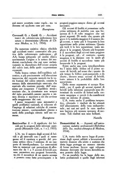 Folia medica periodico trimensile di patologia e clinica medica